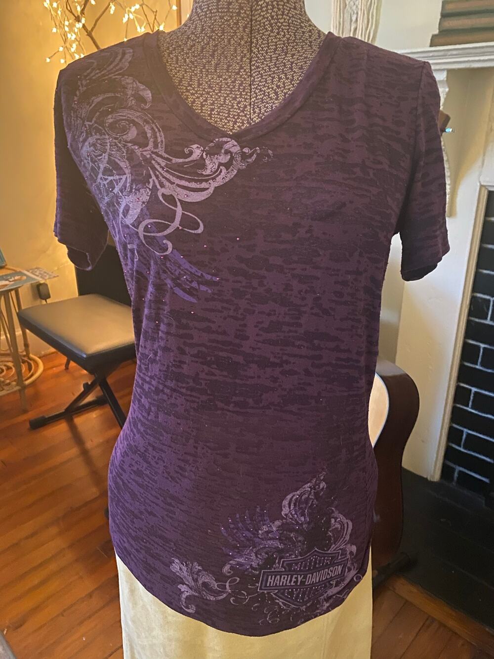 Harley-Davidson Women's V-Neck T-Shirt L Purple Shear Tallasee,TN